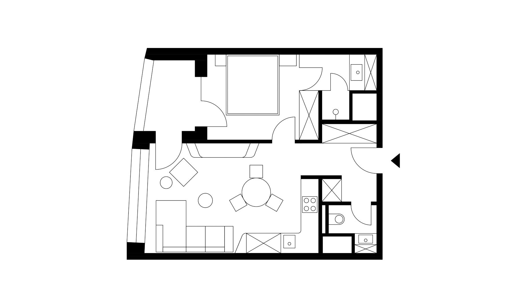 White apartment with curves Skypark by Zaha Hadid