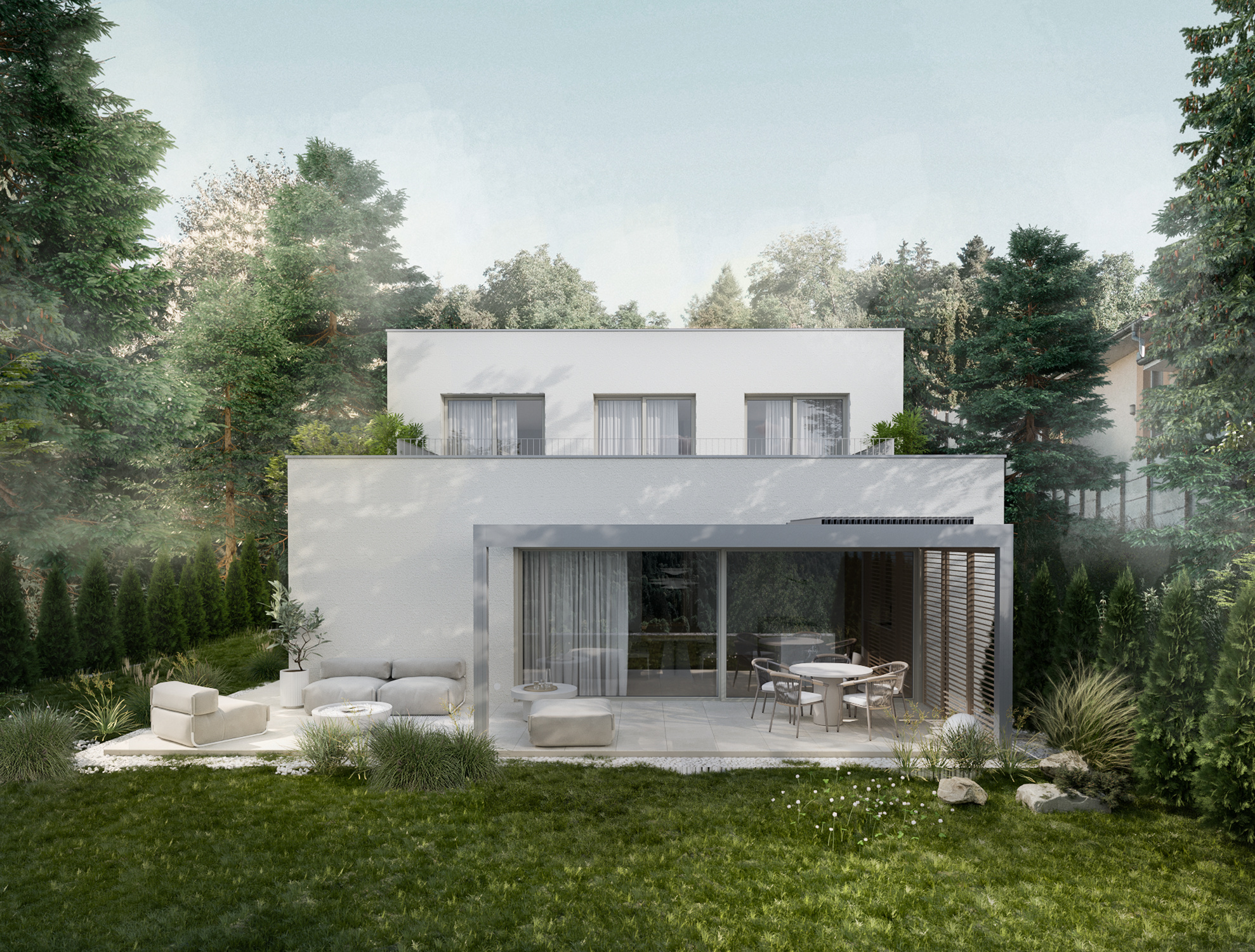 Family house on a slope with two residential units