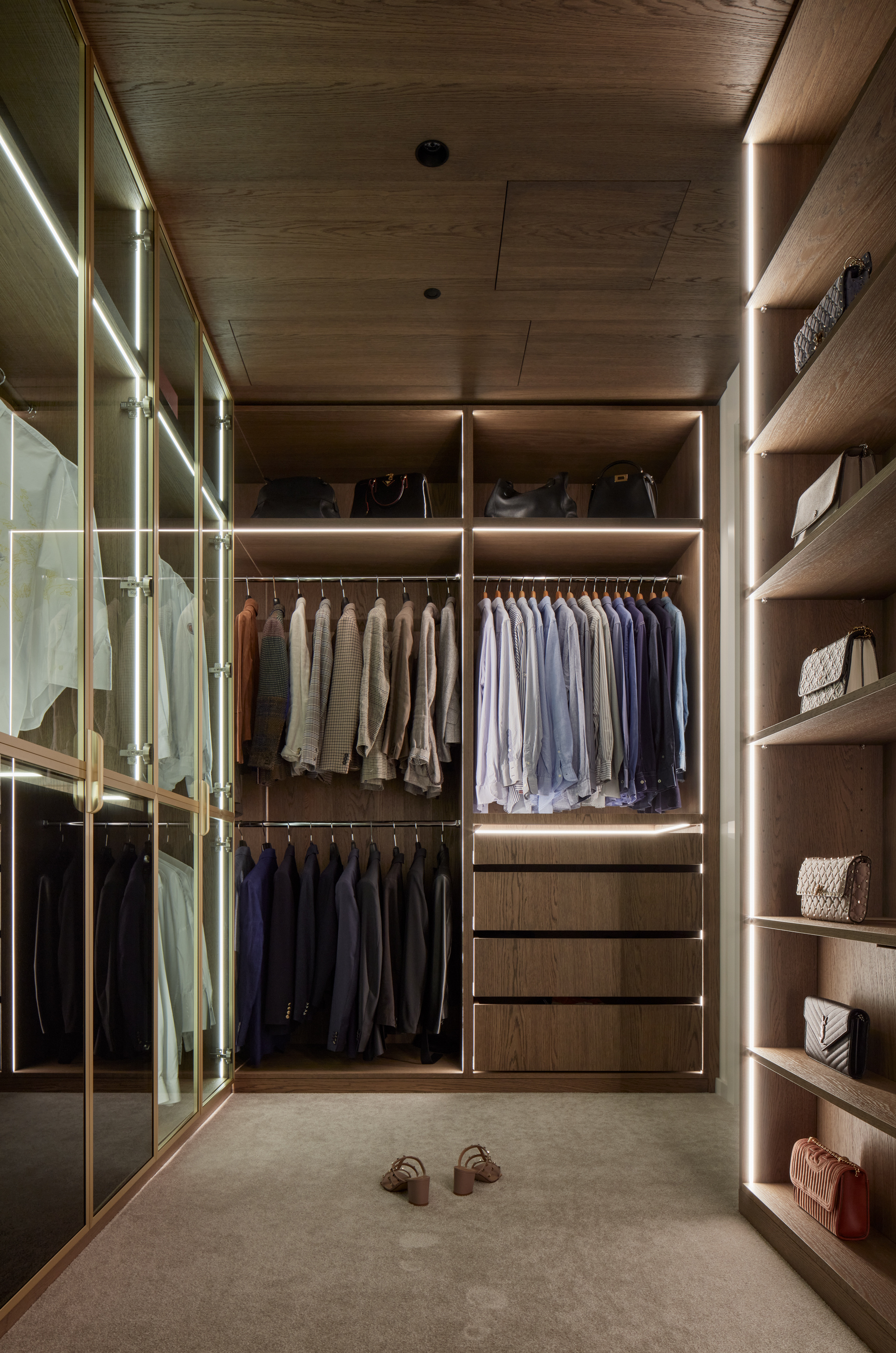 Wooden walk-in closet